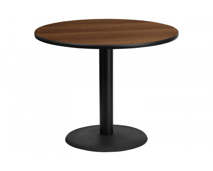 BLNK Round Table with 24'' Round Base - Walnut, 36"D