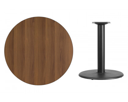 BLNK Round Table with 24'' Round Base - Walnut, 36"D