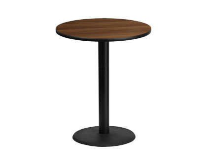 BLNK Round Bar Height Table with 24'' Round Base - Walnut, 36"D