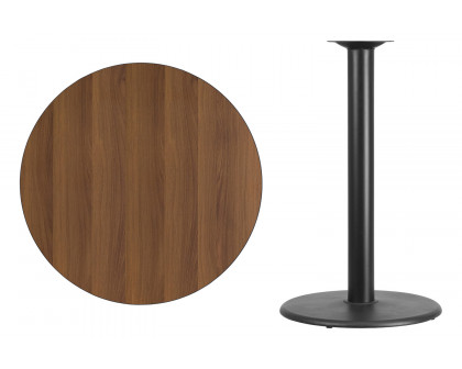 BLNK Round Bar Height Table with 24'' Round Base - Walnut, 36"D