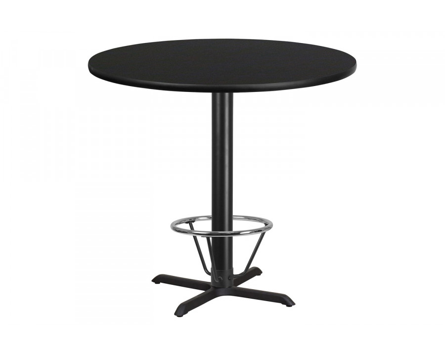 BLNK Round Bar Height Table with 33'' x 33'' Base - Black, 42"D, with Foot Ring