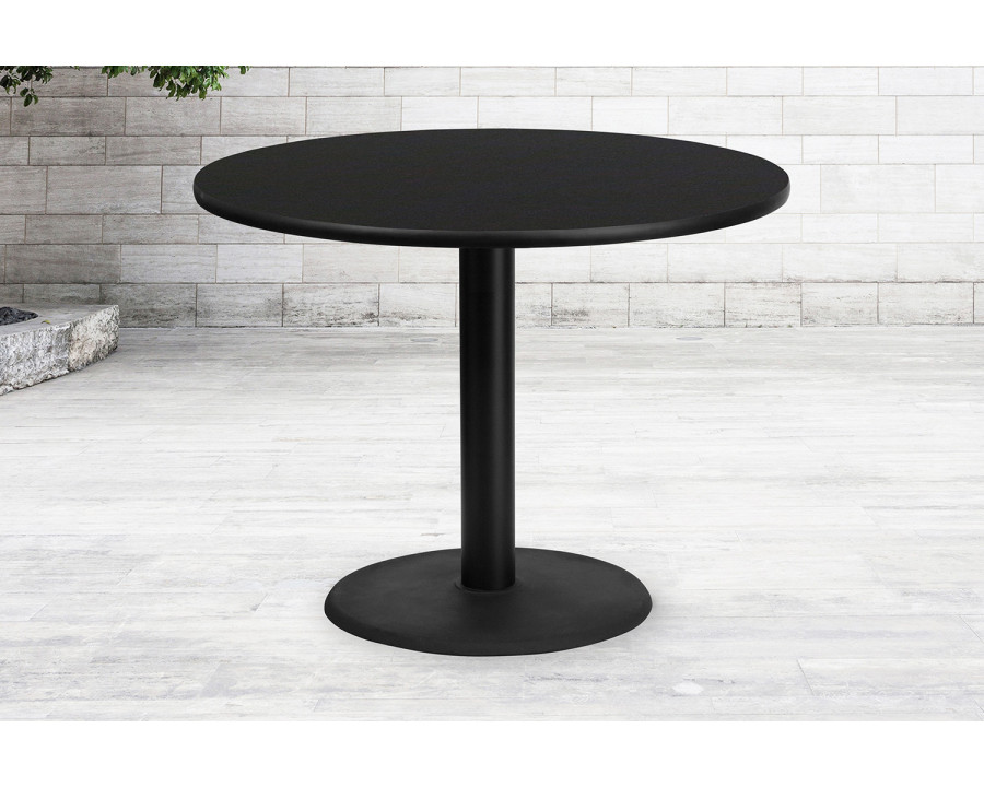 BLNK Round Table with 24'' Round Base - Black, 42"D