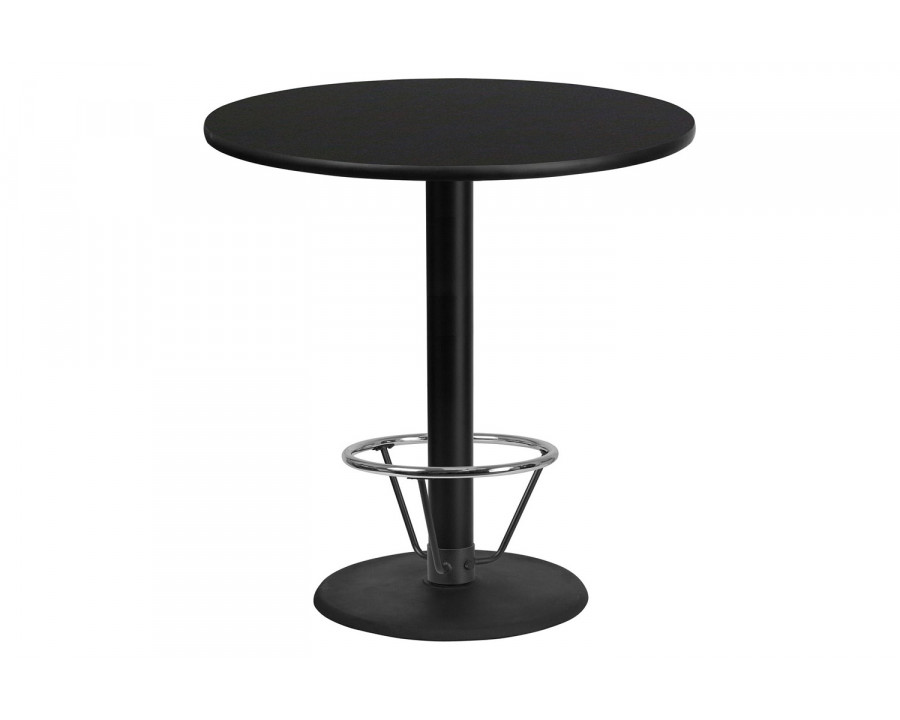 BLNK Round Bar Height Table with 24'' Round Base - Black, 42"D, with Foot Ring