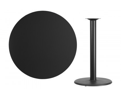 BLNK Round Bar Height Table with 24'' Round Base - Black, 42"D