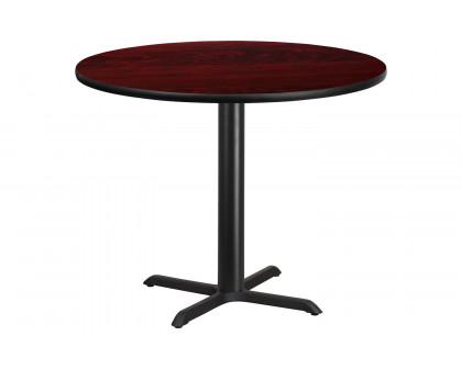 BLNK Round Table with 33'' x 33'' Base - Mahogany, 42"D