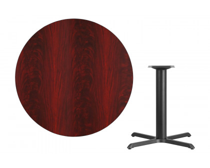 BLNK Round Table with 33'' x 33'' Base - Mahogany, 42"D