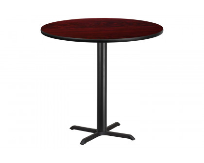 BLNK Round Bar Height Table with 33'' x 33'' Base - Mahogany, 42"D