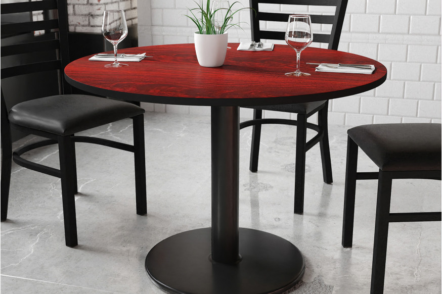 BLNK™ Round Table with 24'' Round Base - Mahogany, 42"D