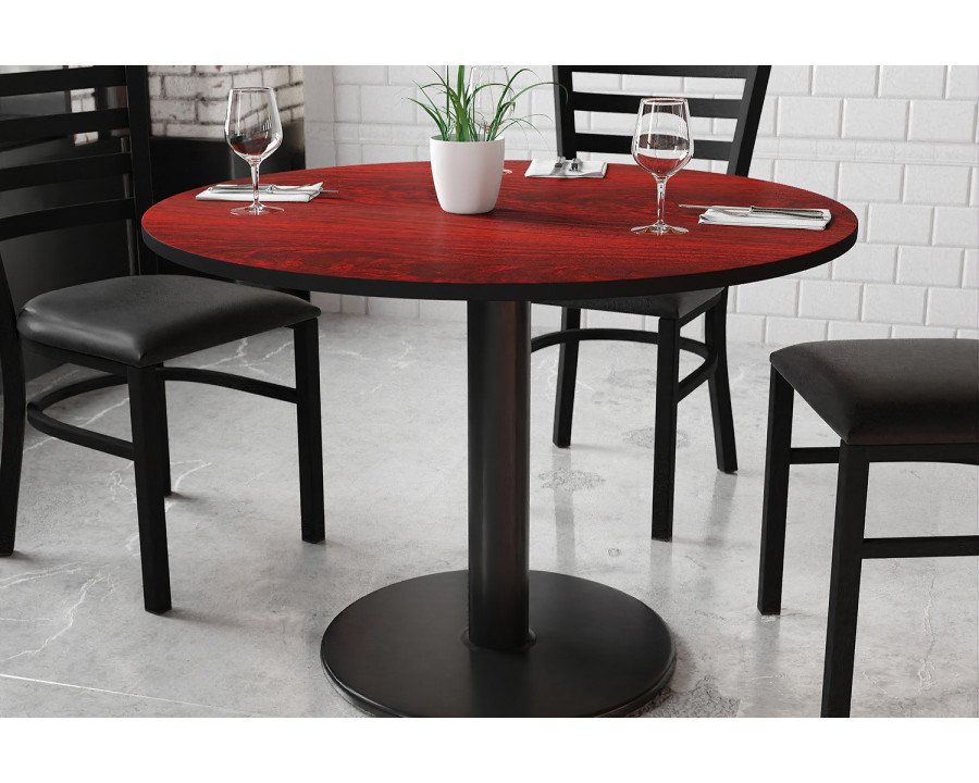 BLNK Round Table with 24'' Round Base - Mahogany, 42"D