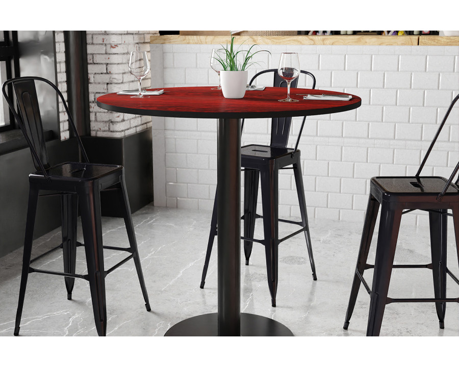 BLNK Round Bar Height Table with 24'' Round Base - Mahogany, 42"D