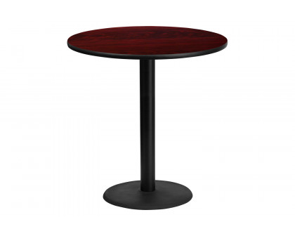 BLNK Round Bar Height Table with 24'' Round Base - Mahogany, 42"D