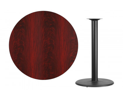 BLNK Round Bar Height Table with 24'' Round Base - Mahogany, 42"D