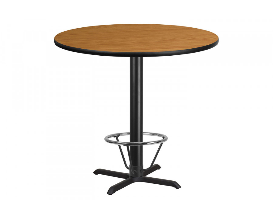 BLNK Round Bar Height Table with 33'' x 33'' Base - Natural, 42"D, with Foot Ring