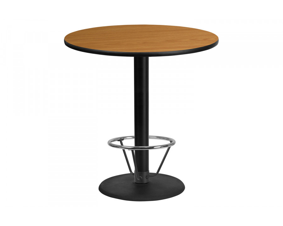 BLNK Round Bar Height Table with 24'' Round Base - Natural, 42"D, with Foot Ring