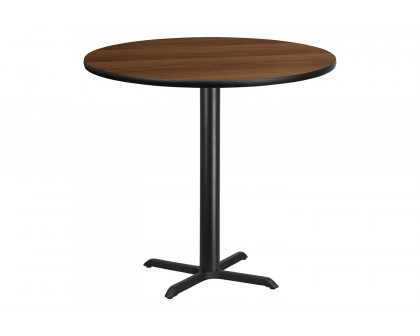 BLNK Round Bar Height Table with 33'' x 33'' Base - Walnut, 42"D