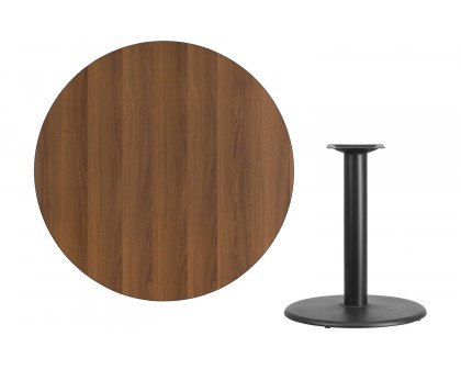 BLNK Round Table with 24'' Round Base - Walnut, 42"D