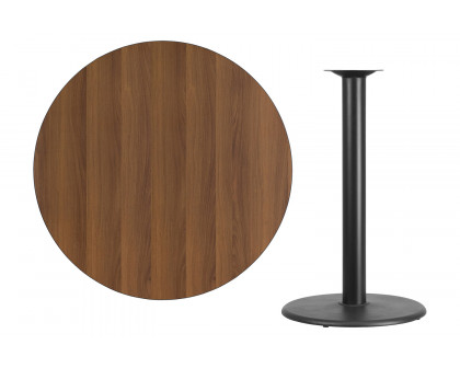 BLNK Round Bar Height Table with 24'' Round Base - Walnut, 42"D