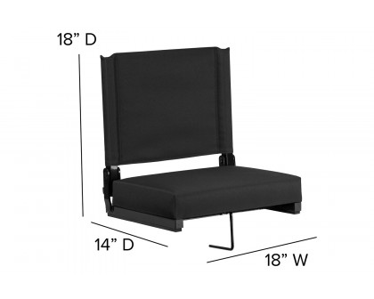 BLNK Grandstand Comfort Lightweight Stadium Chair with Handle and Ultra-Padded Seat - Black