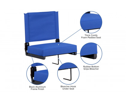 BLNK Grandstand Comfort Lightweight Stadium Chair with Handle and Ultra-Padded Seat - Blue