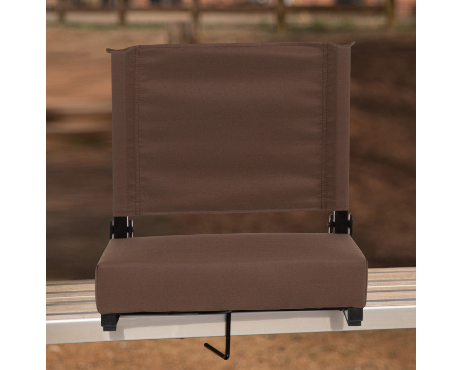 BLNK Grandstand Comfort Lightweight Stadium Chair with Handle and Ultra-Padded Seat - Brown