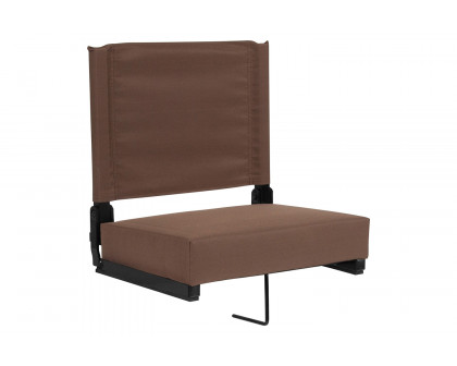 BLNK Grandstand Comfort Lightweight Stadium Chair with Handle and Ultra-Padded Seat - Brown