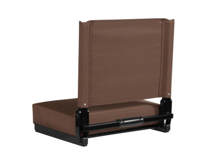 BLNK Grandstand Comfort Lightweight Stadium Chair with Handle and Ultra-Padded Seat - Brown