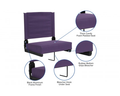 BLNK Grandstand Comfort Lightweight Stadium Chair with Handle and Ultra-Padded Seat - Dark Purple