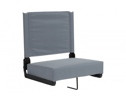 BLNK Grandstand Comfort Lightweight Stadium Chair with Handle and Ultra-Padded Seat - Gray