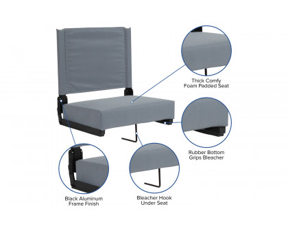 BLNK Grandstand Comfort Lightweight Stadium Chair with Handle and Ultra-Padded Seat - Gray