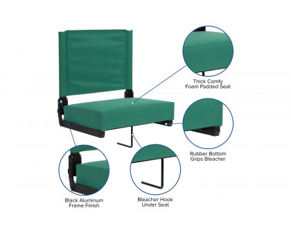 BLNK Grandstand Comfort Lightweight Stadium Chair with Handle and Ultra-Padded Seat - Hunter Green