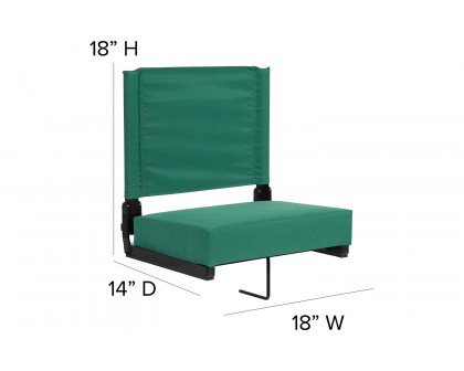 BLNK Grandstand Comfort Lightweight Stadium Chair with Handle and Ultra-Padded Seat - Hunter Green