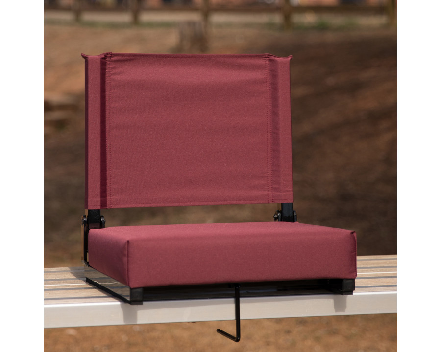 BLNK Grandstand Comfort Lightweight Stadium Chair with Handle and Ultra-Padded Seat - Maroon