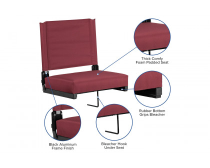 BLNK Grandstand Comfort Lightweight Stadium Chair with Handle and Ultra-Padded Seat - Maroon