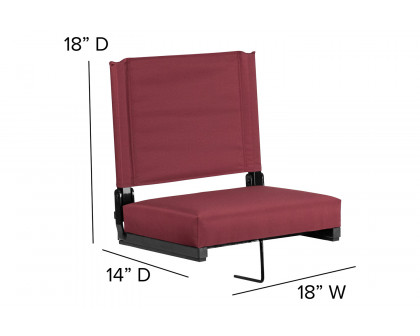 BLNK Grandstand Comfort Lightweight Stadium Chair with Handle and Ultra-Padded Seat - Maroon