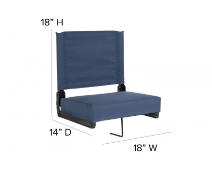 BLNK Grandstand Comfort Lightweight Stadium Chair with Handle and Ultra-Padded Seat - Navy Blue