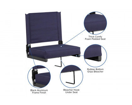 BLNK Grandstand Comfort Lightweight Stadium Chair with Handle and Ultra-Padded Seat - Navy