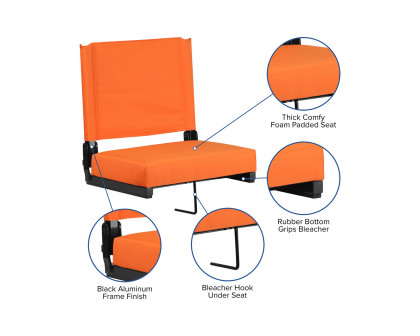 BLNK Grandstand Comfort Lightweight Stadium Chair with Handle and Ultra-Padded Seat - Orange