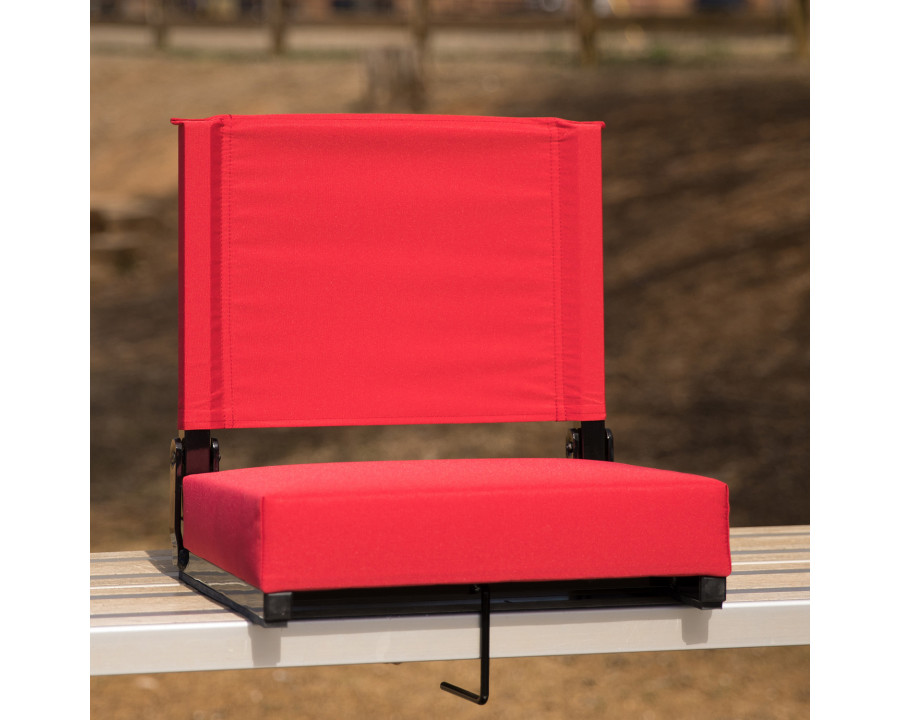 BLNK Grandstand Comfort Lightweight Stadium Chair with Handle and Ultra-Padded Seat - Red