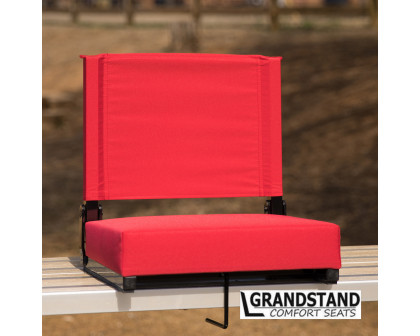 BLNK Grandstand Comfort Lightweight Stadium Chair with Handle and Ultra-Padded Seat - Red