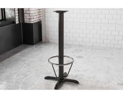 BLNK Beverly Restaurant Table X-Base with Bar Height Column and Foot Ring