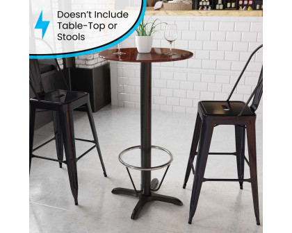 BLNK Beverly Restaurant Table X-Base with Bar Height Column and Foot Ring - 22"W x 22"L