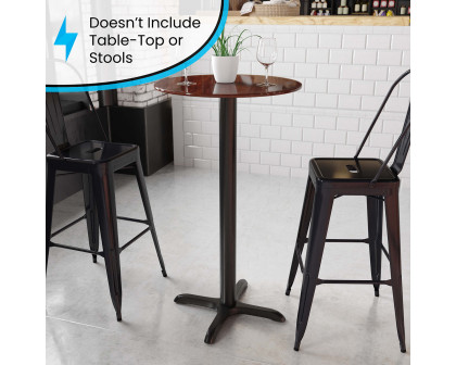 BLNK Beverly Restaurant Table X-Base with Bar Height Column - 22"W x 22"L