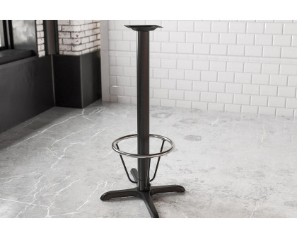 BLNK Beverly Restaurant Table X-Base with Bar Height Column and Foot Ring