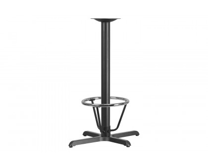 BLNK Beverly Restaurant Table X-Base with Bar Height Column and Foot Ring - 23.5"W x 29.5"L