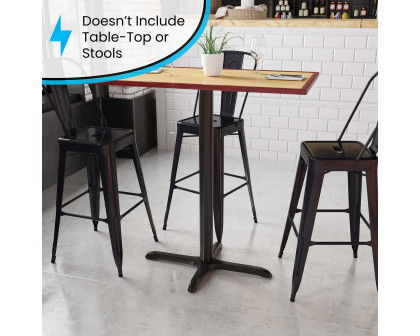 BLNK Beverly Restaurant Table X-Base with Bar Height Column - 23.5"W x 29.5"L