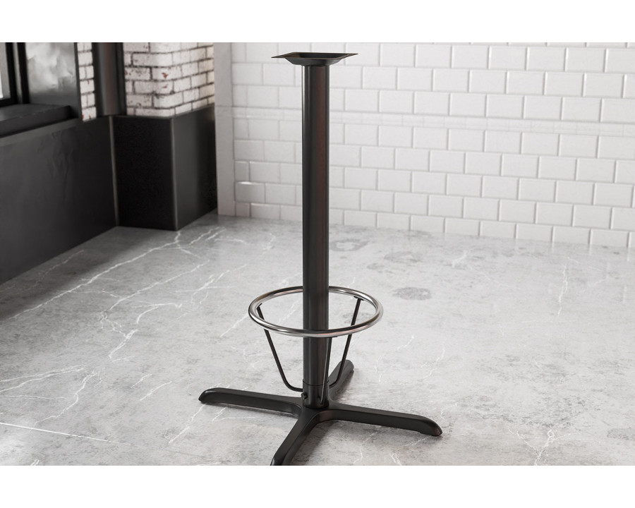 BLNK Beverly Restaurant Table X-Base with Bar Height Column and Foot Ring