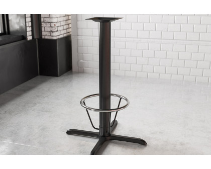 BLNK Beverly Restaurant Table X-Base with Bar Height Column and Foot Ring