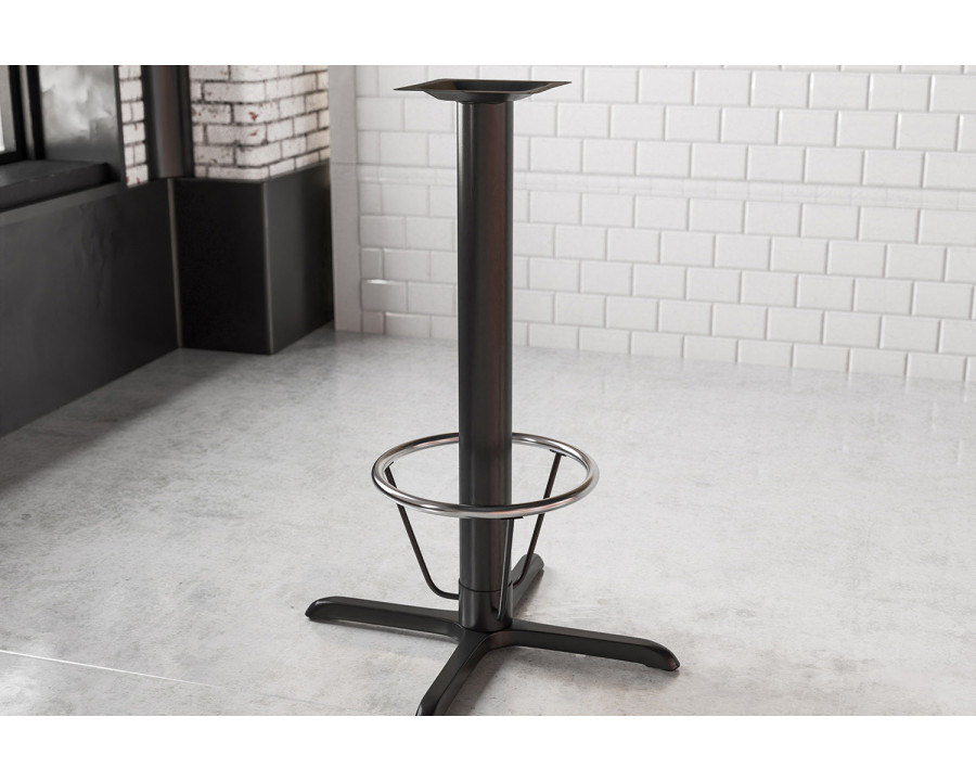 BLNK Beverly Restaurant Table X-Base with Bar Height Column and Foot Ring - 33"W x 33"L