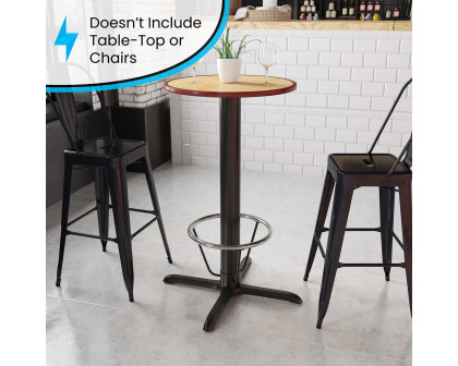 BLNK Beverly Restaurant Table X-Base with Bar Height Column and Foot Ring - 33"W x 33"L