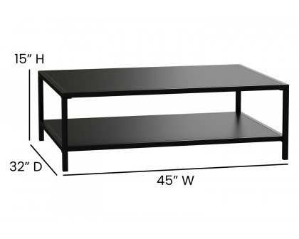 BLNK - Brock Commercial Outdoor 2 Tier Patio Coffee Table Black Coffee Table